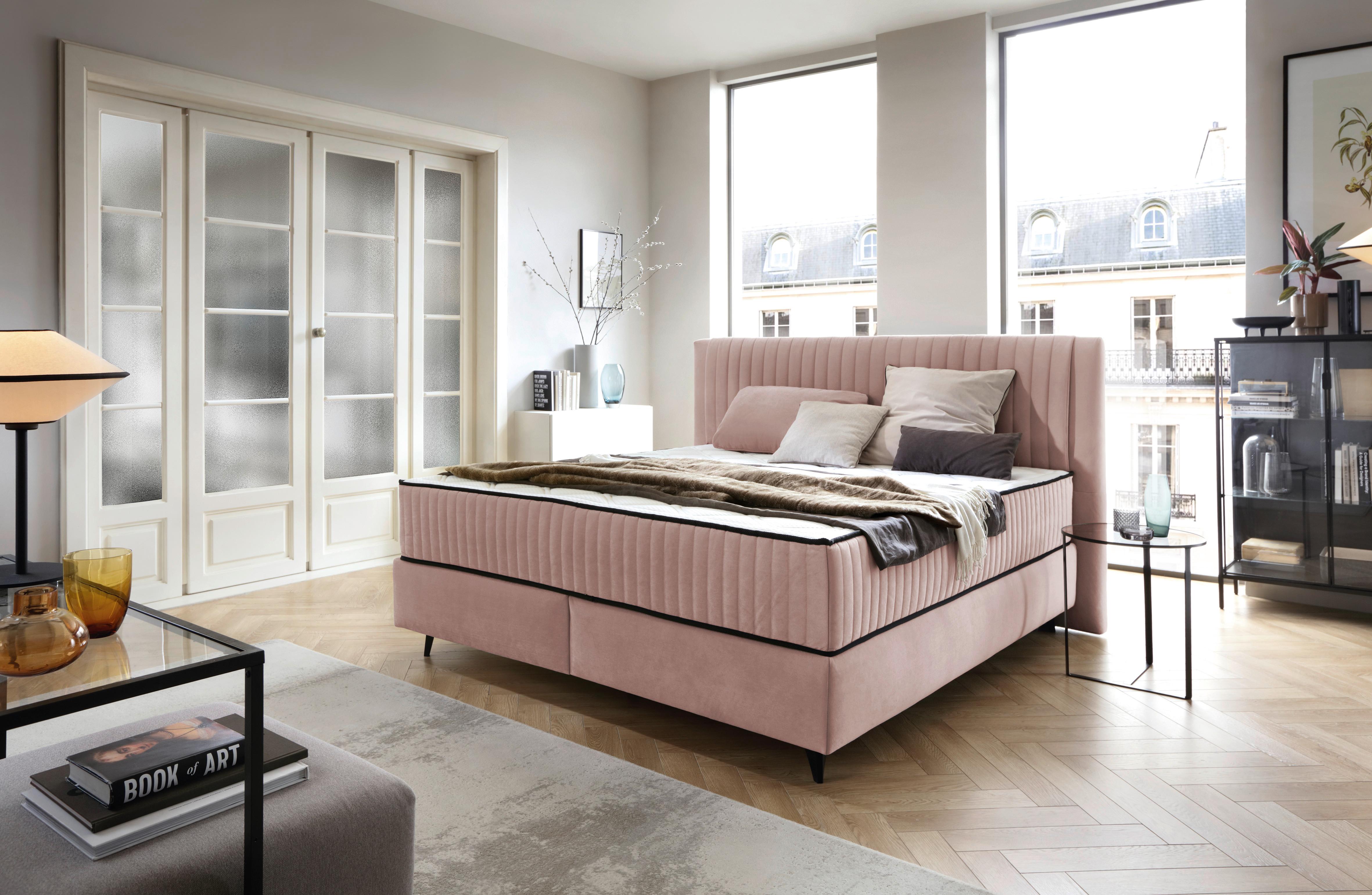 Box Krevet Dream - ružičasta/crna, Moderno, drvni materijal/tekstil (140/200cm) - Premium Living