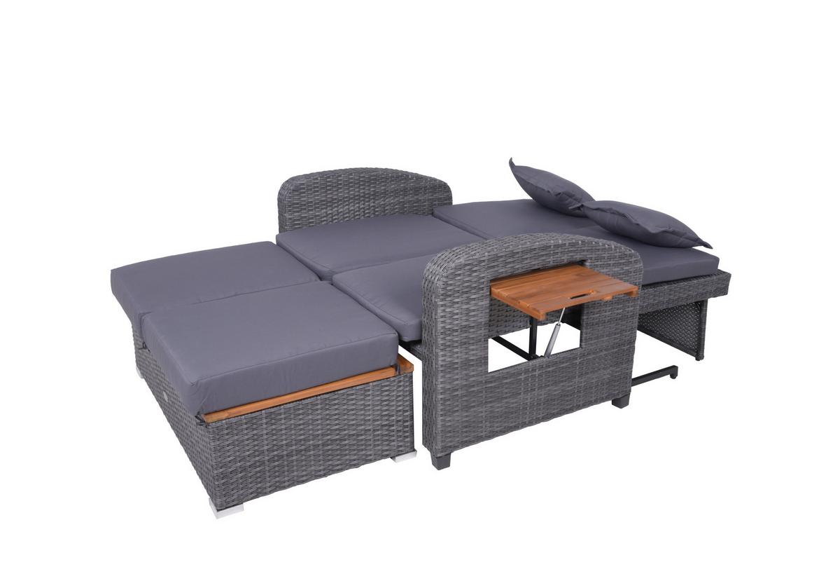 Loungegarnitur Bari ca. 116x95x118 cm Grau - Dunkelgrau/Anthrazit, Basics, Holz/Kunststoff (116/95/118cm) - Gardenson
