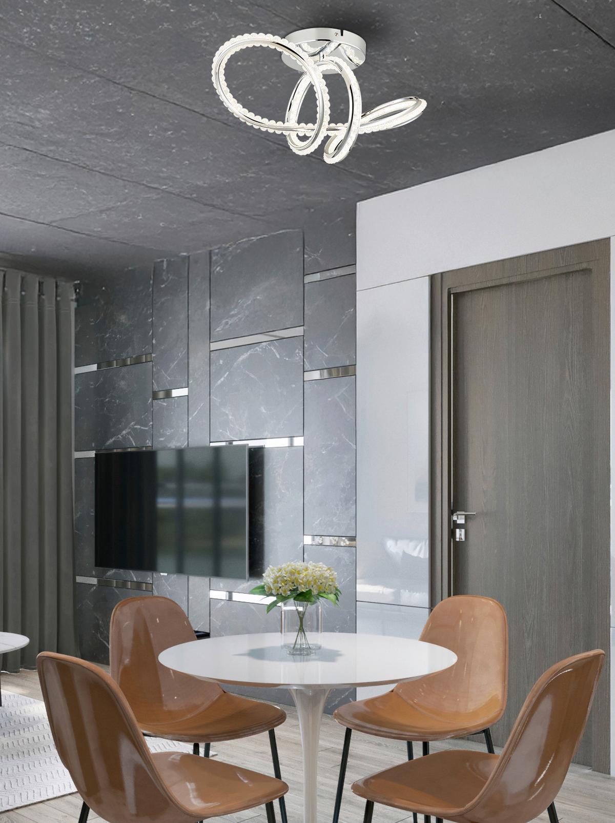 Led-deckenleuchte 67440d Evangeline - Chromfarben/Klar, Design, Kunststoff/Metall (50/25/25cm) - Globo