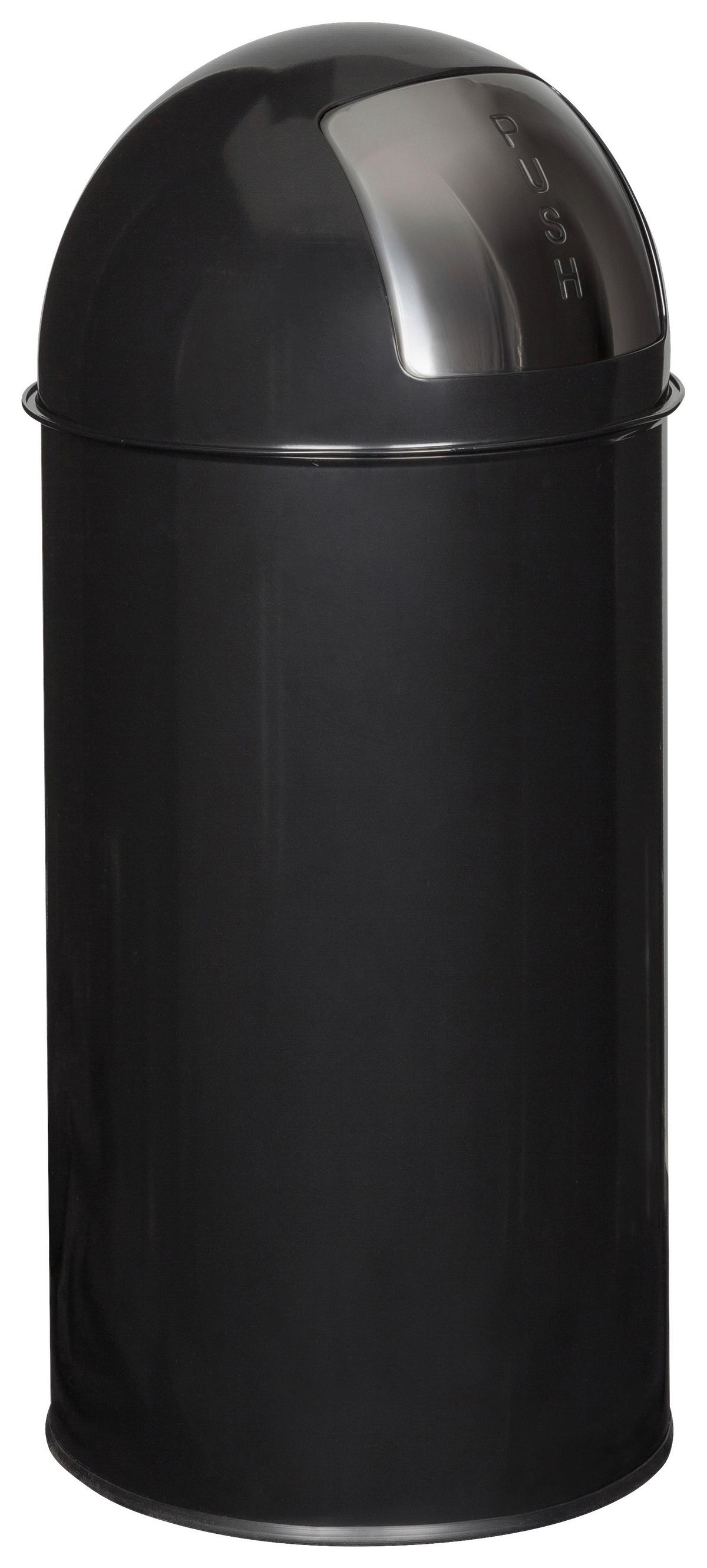 Koš Za Smeti Push, 35 L, Črna - črna, Basics, kovina/umetna masa (30/66/30cm) - MID.YOU