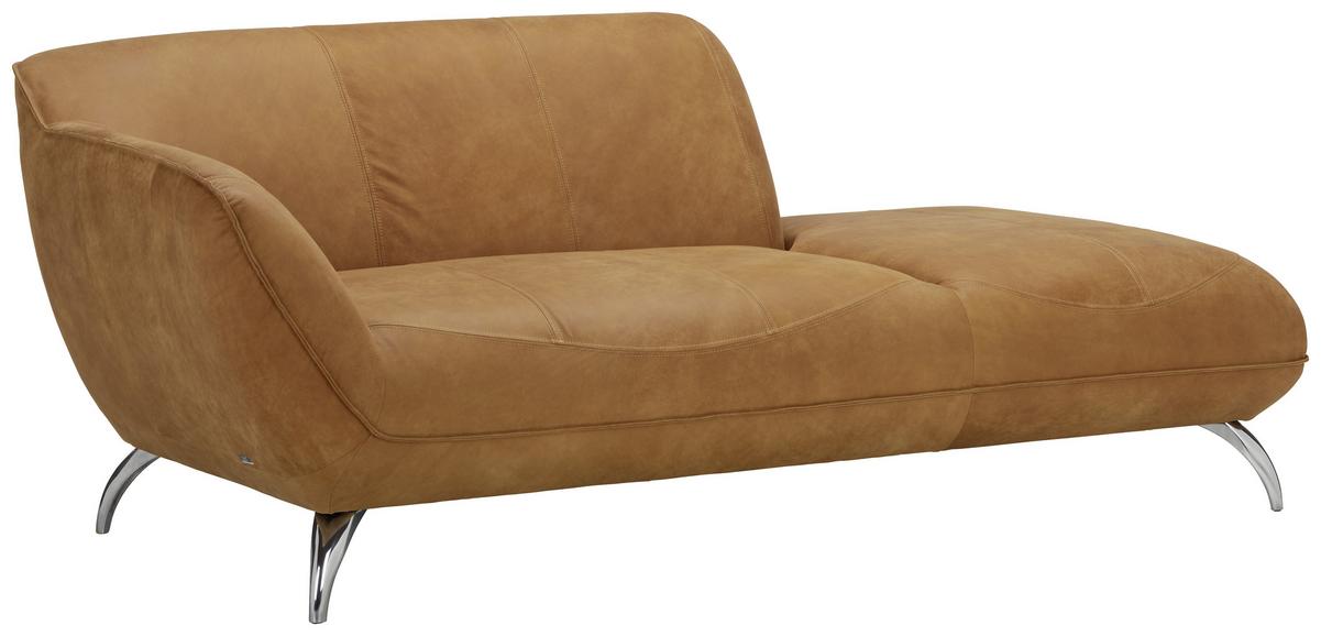 Chaiselongue Venezuela aus Echtleder - Hellbraun/Alufarben, LIFESTYLE, Leder (200/83/45/100cm) - Premium Living