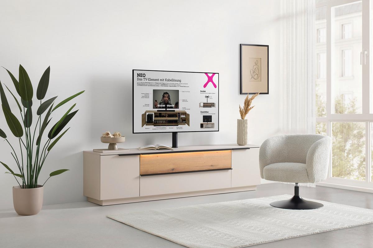 Tv Komoda Neo - kašmir/boja hrasta, Moderno, metal/pločasti materijal (210/53/40cm) - Modern Living