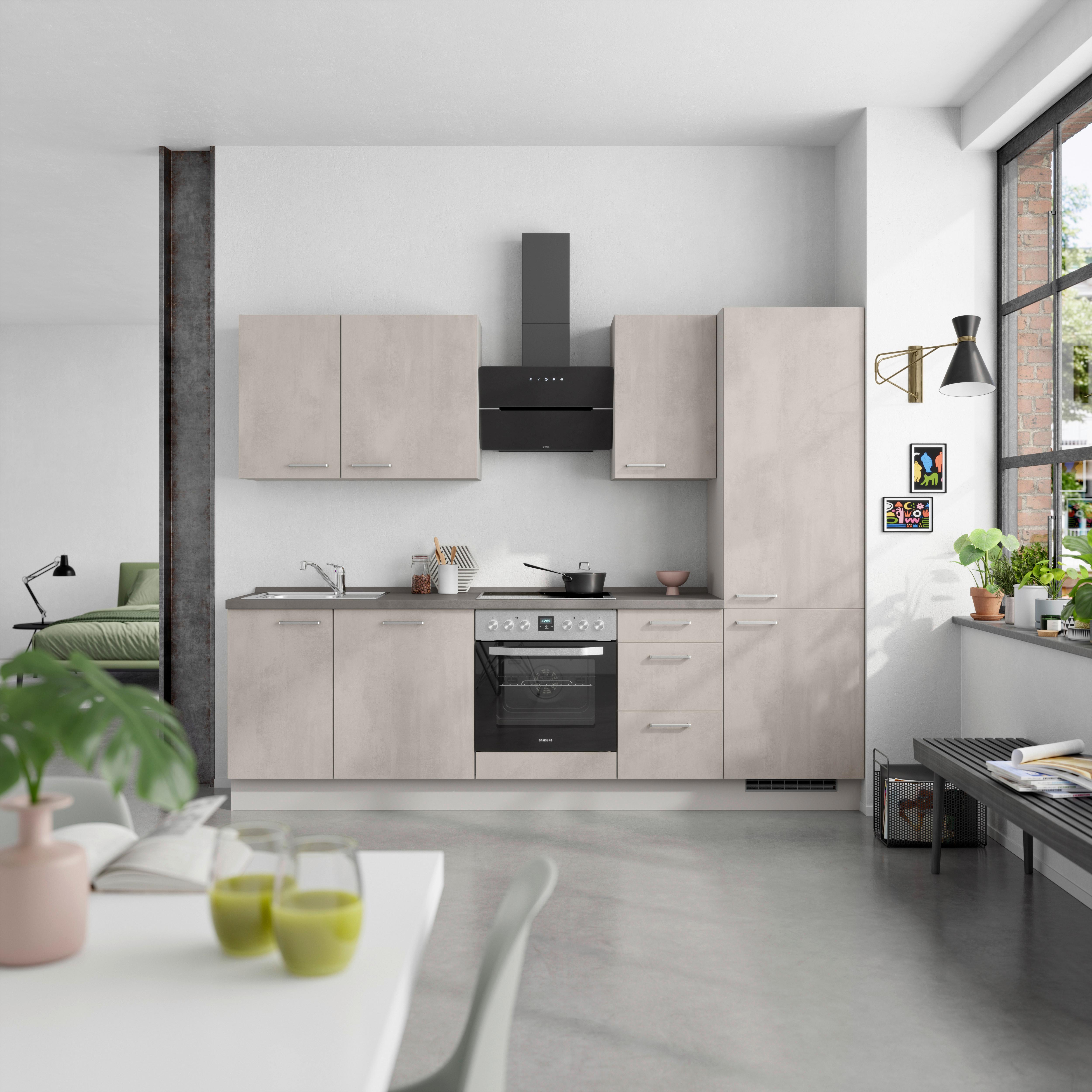 Küchenblock Riva High m. Geräten Grau - Schieferfarben/Edelstahlfarben, MODERN, Holzwerkstoff/Metall (270cm) - Nobilia