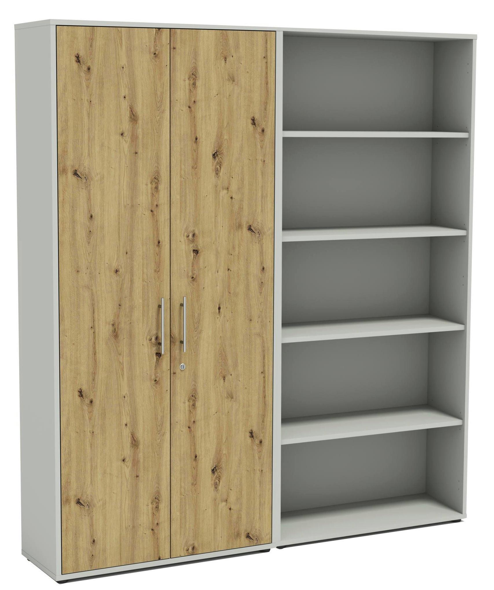 AKTENSCHRANK OFFICE EDITION - SW SET 1 HOCH - Hellgrau/Eiche Artisan, MODERN, Holzwerkstoff (168,8/185,6/33cm) - MID.YOU
