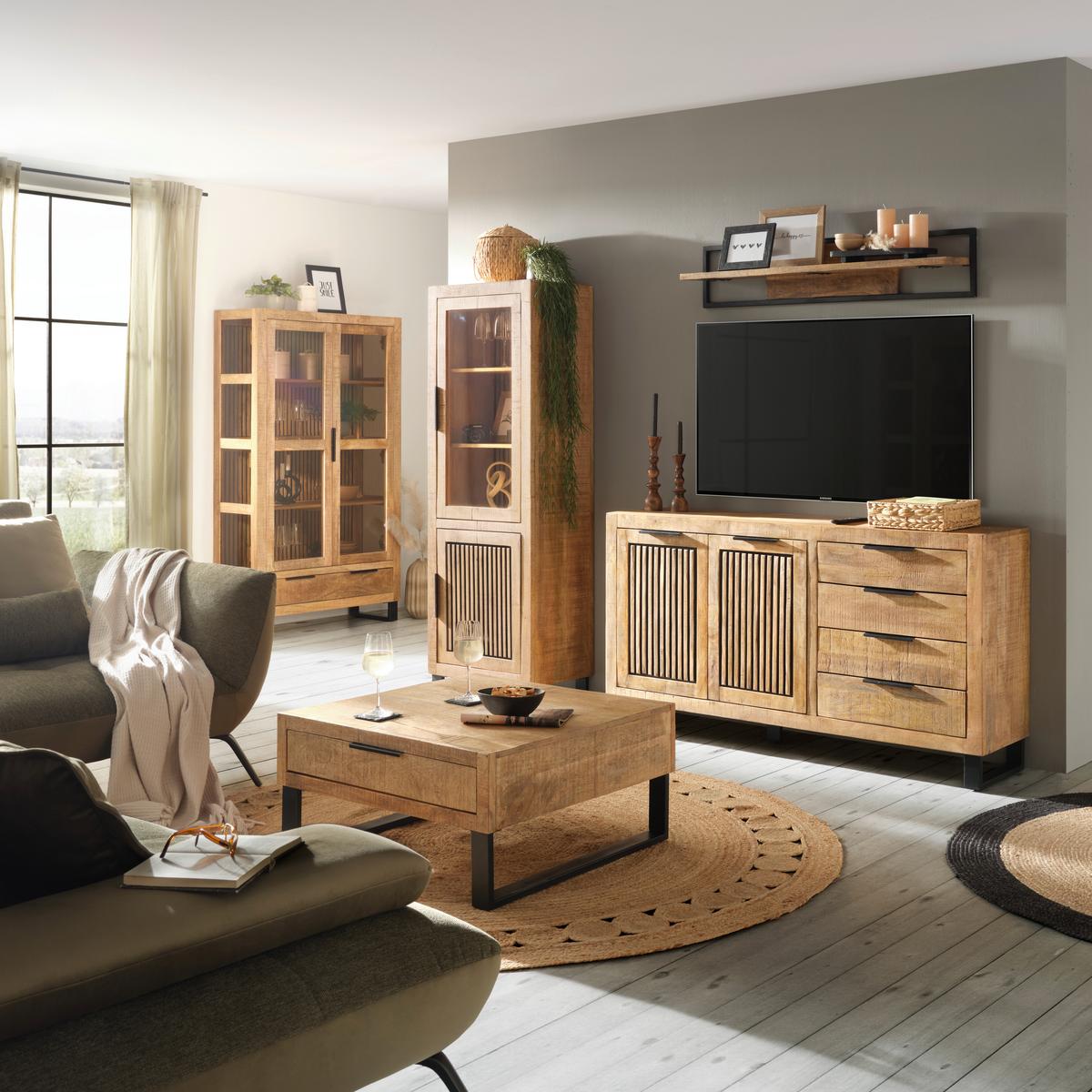 Dohányzóasztal Everest - natúr színű/fekete, Natur, fém/fa (80/40/80cm) - Zandiara