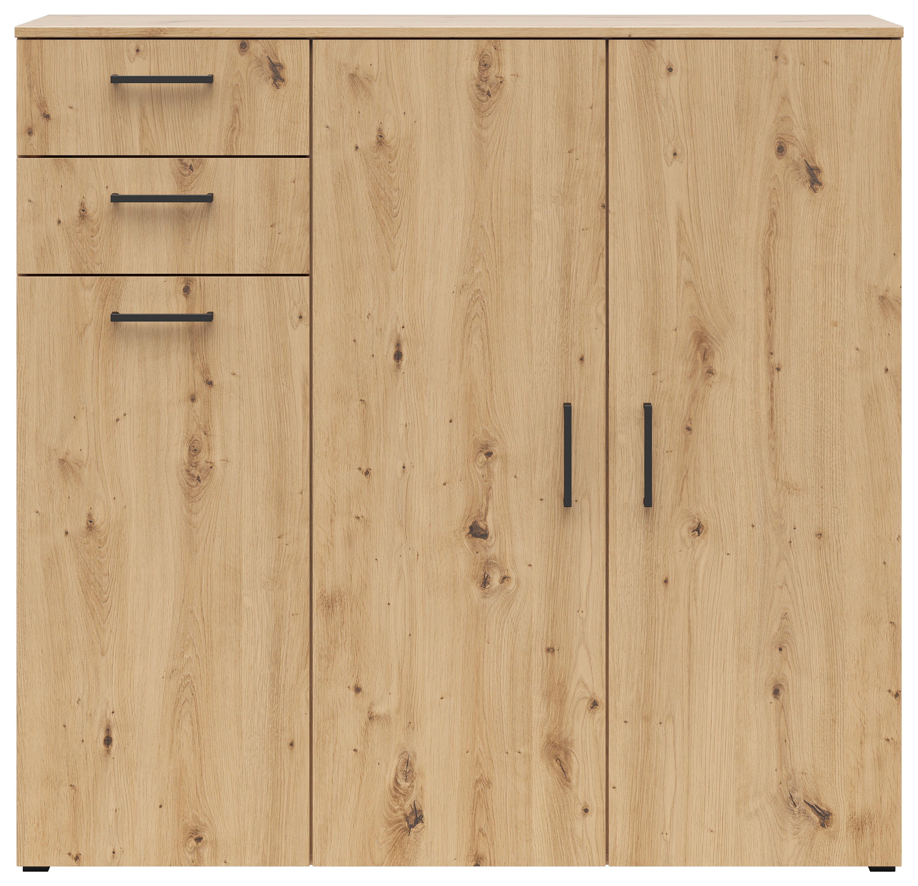 Kommode Multistauraum Eiche Artisan - Anthrazit/Schwarz, MODERN, Holzwerkstoff/Kunststoff (120/115/40cm) - Mömax