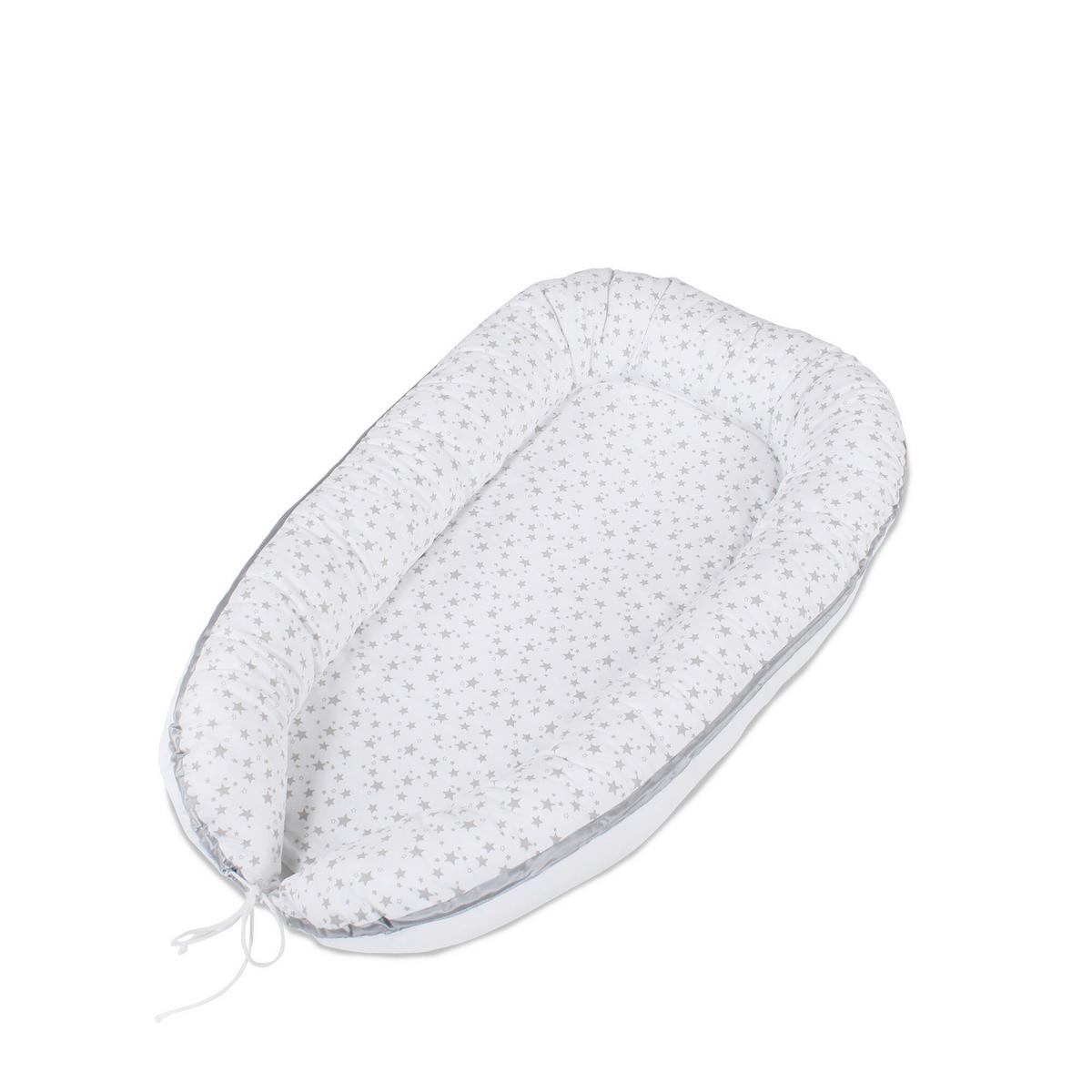 GNIAZDKO NIEMOWLĘCE PIQUÉ - jasnoszary/biały, Basics, tkanina (90/50/13cm) - Babybay