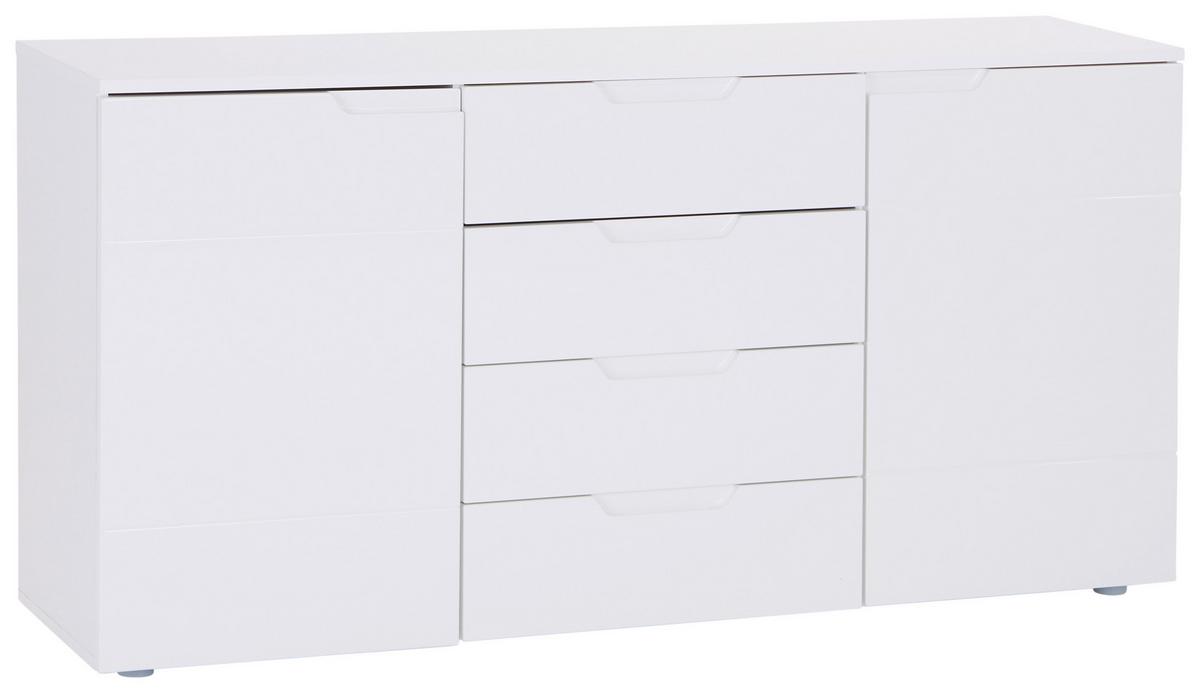 Comodă HILTON - alb/alb lucios intens, Modern, material pe bază de lemn (160/81,4/40cm) - Modern Living