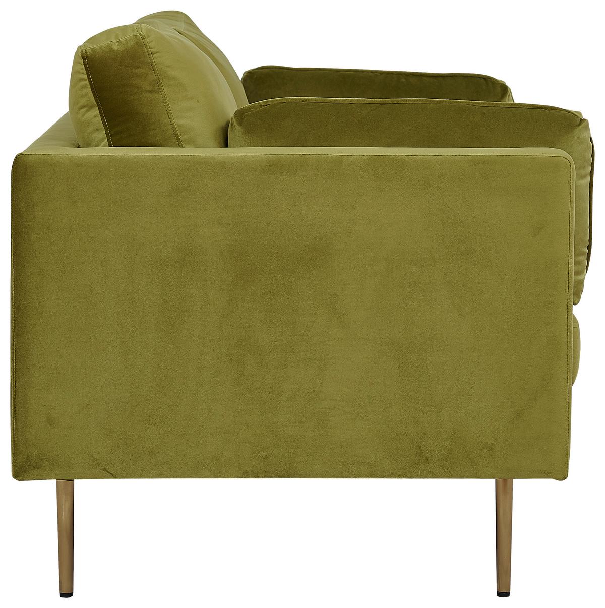 2-SITZER-SOFA BOOM - Goldfarben/Grün, Design, Textil/Metall (203/84/90cm) - Livetastic