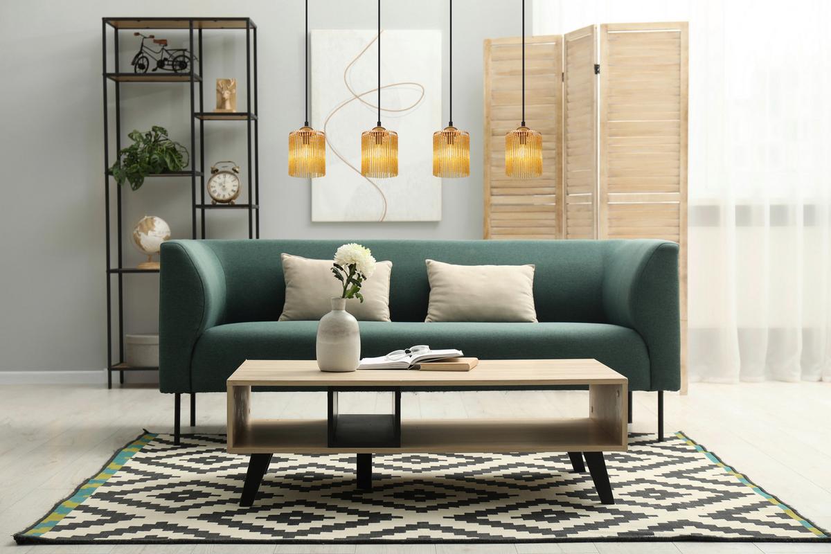 HÄNGELEUCHTE 33080445 LEEDS - Goldfarben/Schwarz, Design, Kunststoff/Metall (87/12/133cm) - Globo