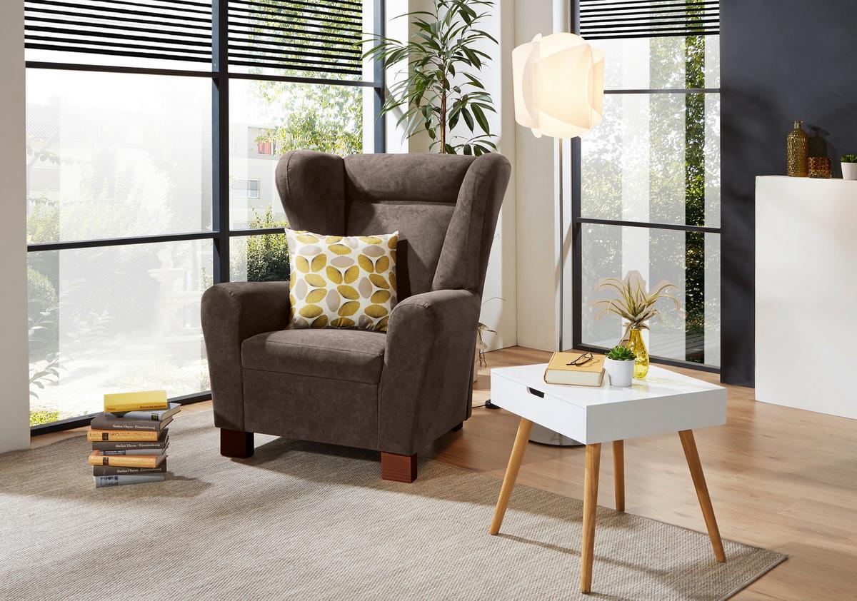Fotelja Chandler - tamno smeđa/smeđa, Design, tekstil/drvo (95/109/97cm) - Mömax