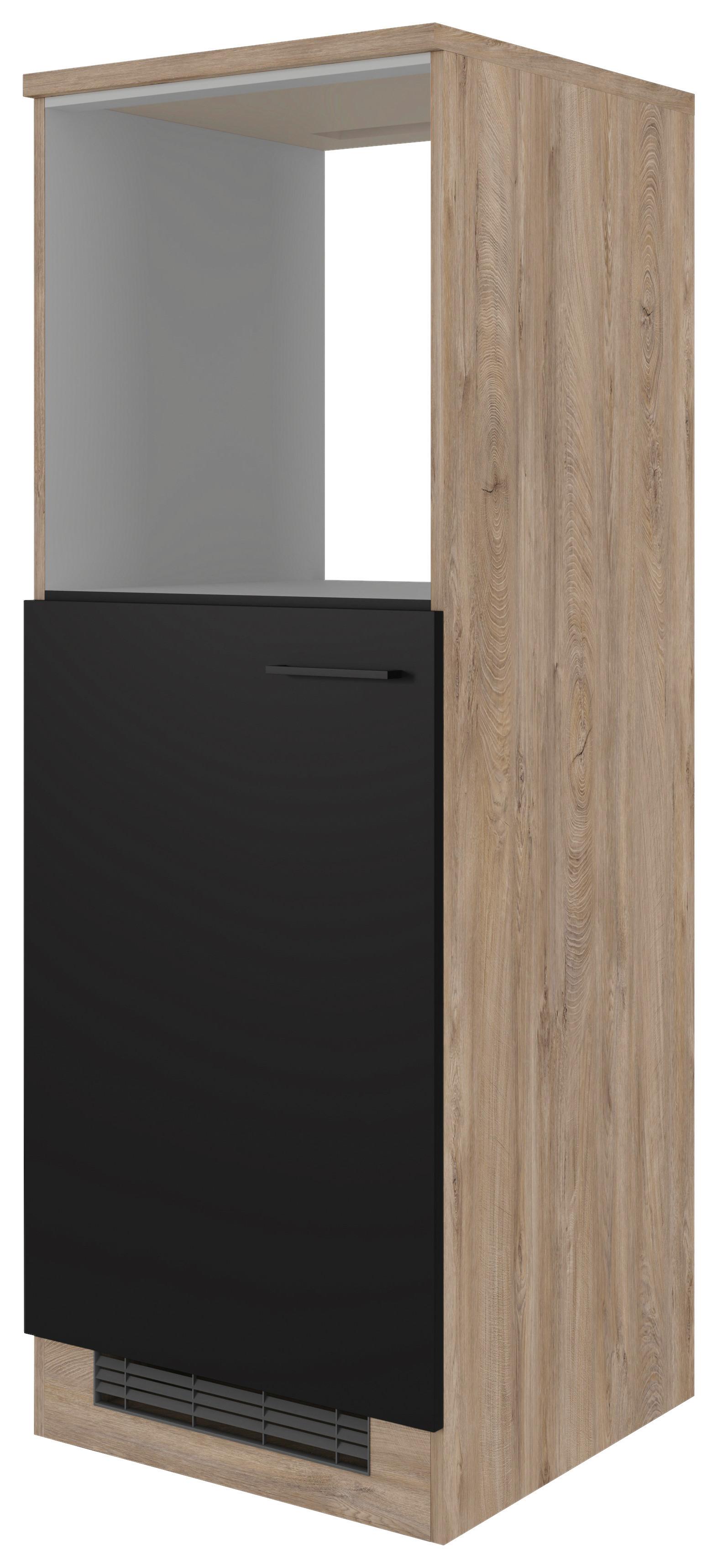 Geräteumbauschrank Capri Schwarz/Eichefarben - Eichefarben/Schwarz, KONVENTIONELL, Holzwerkstoff/Metall (60/168,5/60cm) - FlexWell