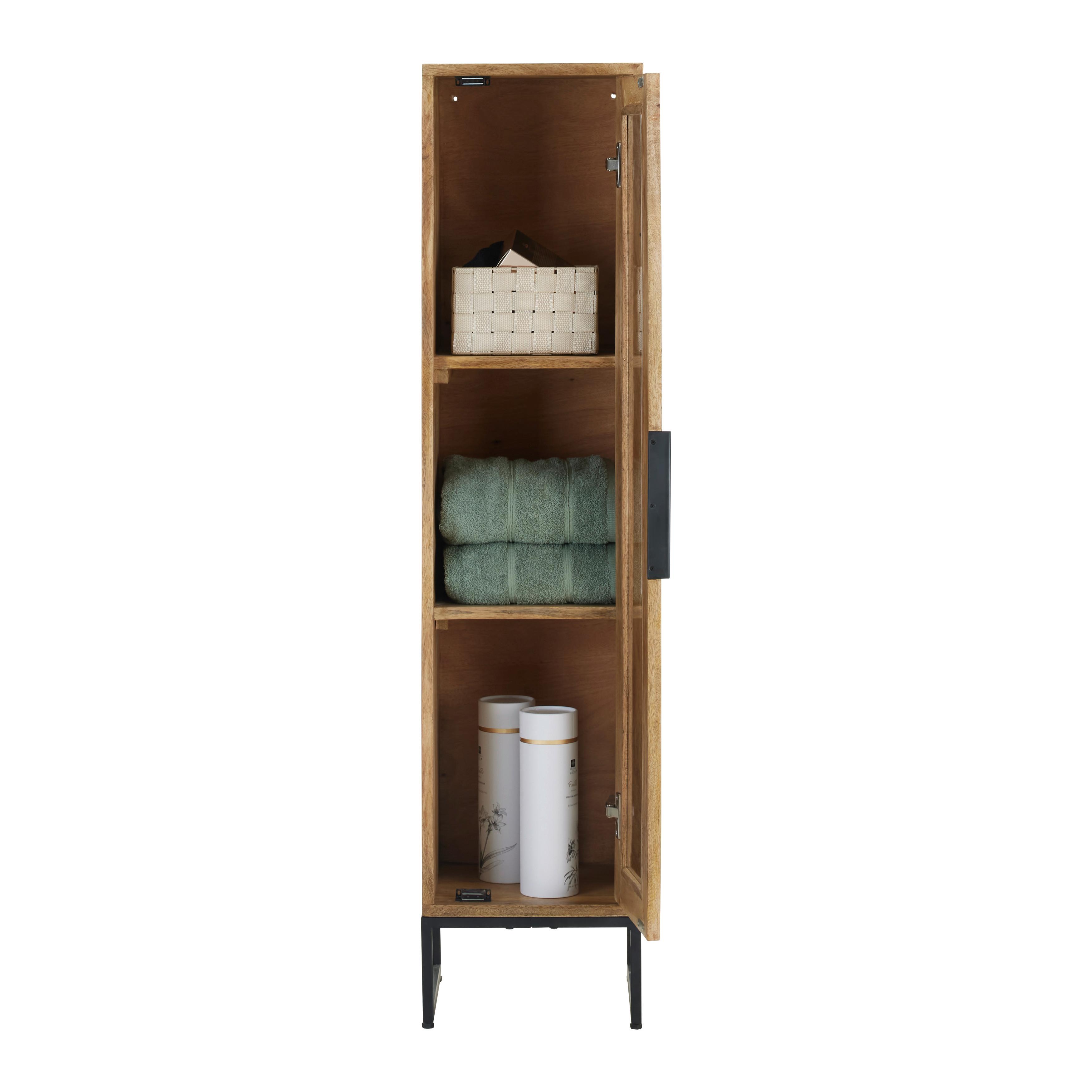 HYLLA EVEREST -EXKLUSIV- - svart/naturfärgad, Natur, metall/trä (30/130/32cm) - Mömax