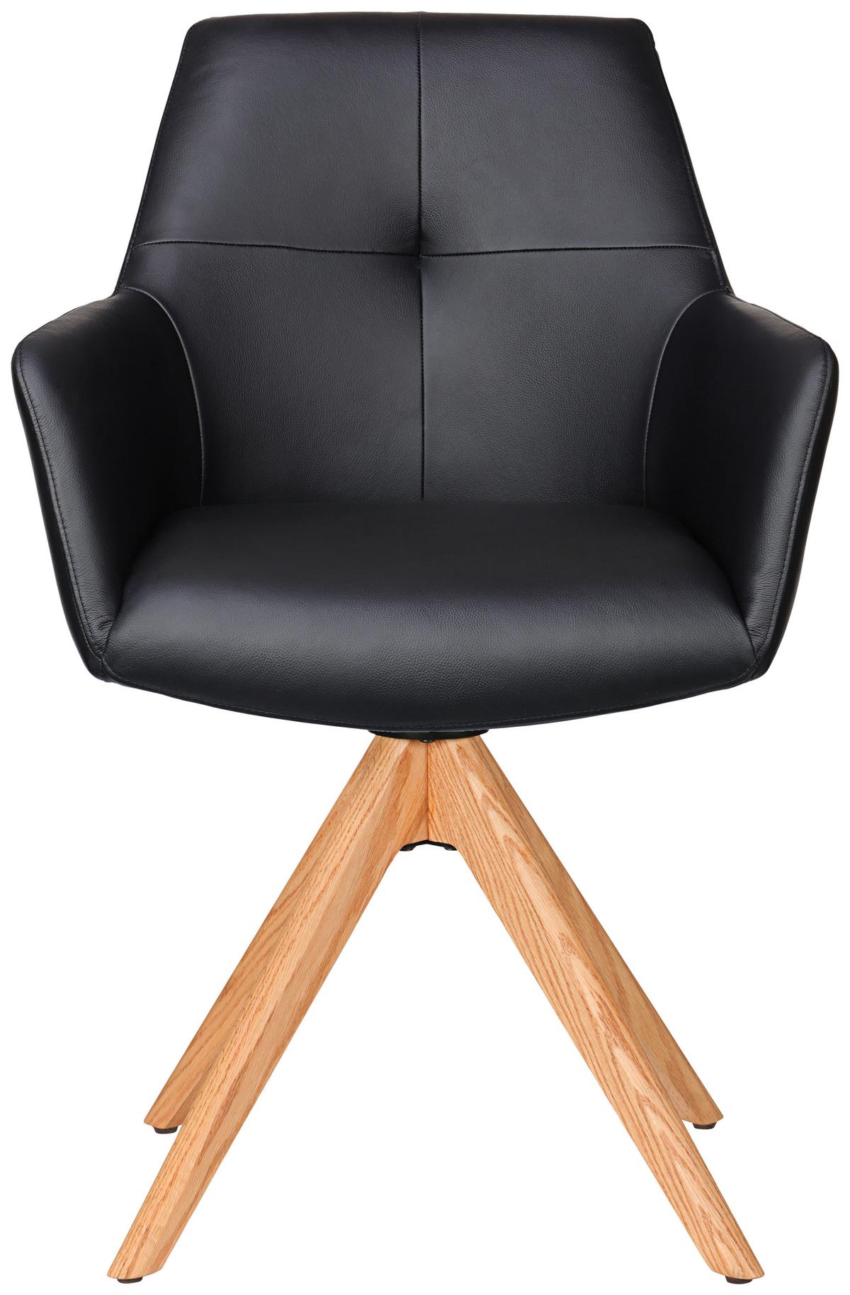 KRZESŁO Z PODŁOKIETNIKAMI MEDUSA -EXKLUSIV- - kolor dębowy/kolor naturalny, Konventionell, skóra/drewno (59,5/87,5/63cm) - Novel