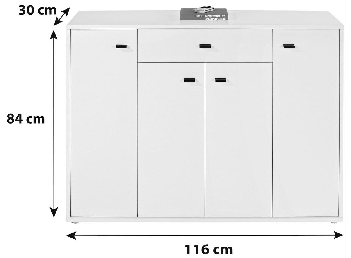 Comodă Boni - alb, Modern, material pe bază de lemn (116/84/30cm) - Based