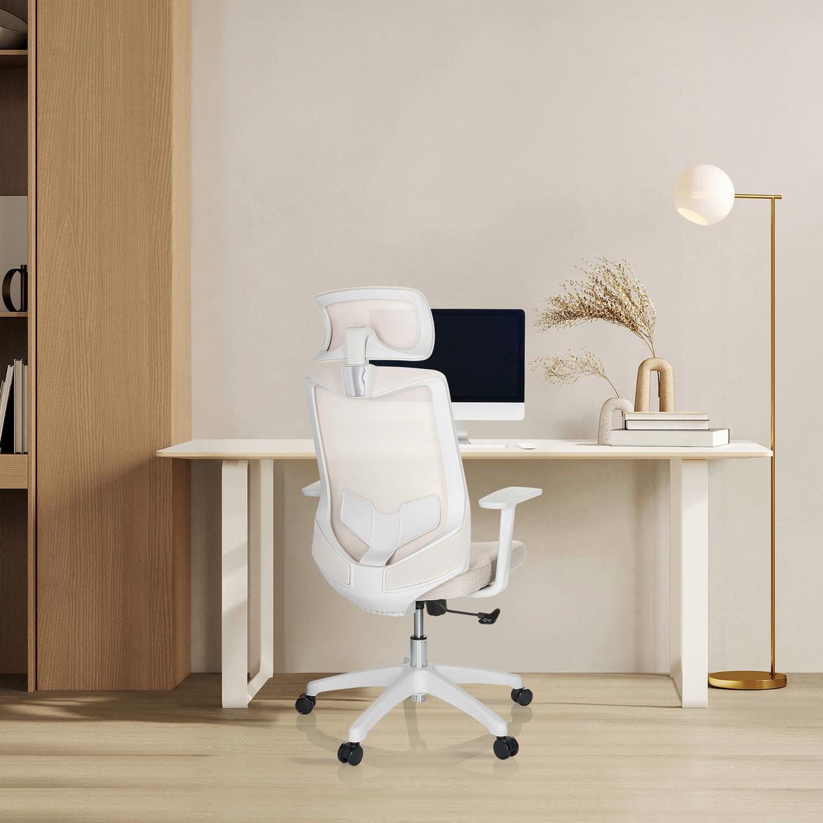 Pisarniški Stol Mikeo W, Bež - bež/svetlo siva, Basics, umetna masa/tekstil (69/115/68cm) - MID.YOU