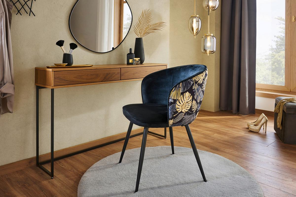 KRZESŁO Z PODŁOKIETNIKAMI CLAUDIA - czarny/kolor złoty, Modern, metal/drewno (60/81/60cm) - MID.YOU