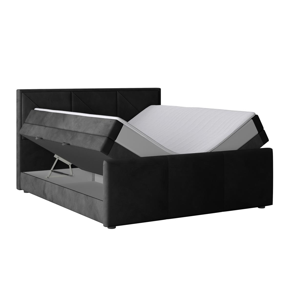Boxspringbett Bologna ca. 180x200 cm Schwarz - Schwarz, MODERN, Karton/Holzwerkstoff (180/200cm) - MID.YOU