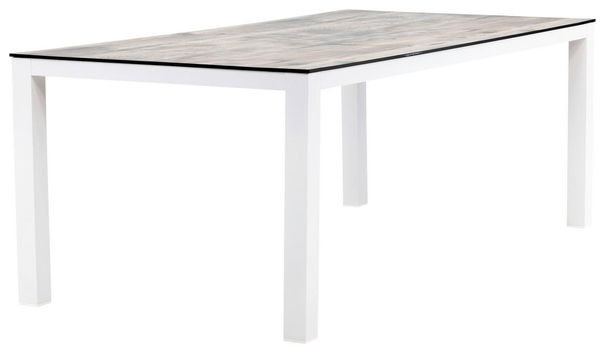 Gartentisch Llama ca. 205x100x75 cm Grau/Weiß - Weiß/Grau, KONVENTIONELL, Kunststoff/Metall (205/100/75cm) - Gardenson