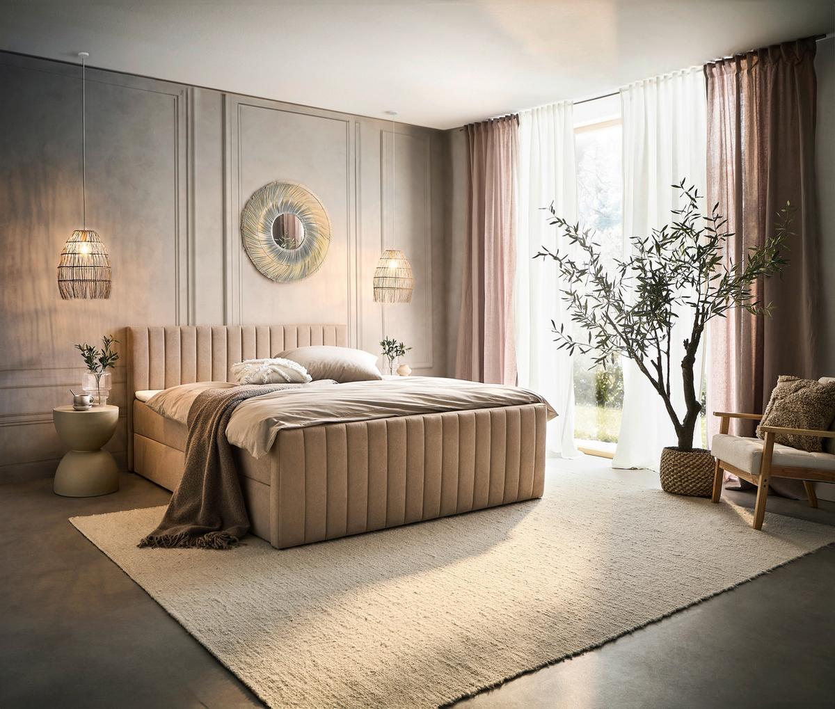 Box Ágy Sontje - bézs, Konventionell, textil (160/200cm) - Boxxx