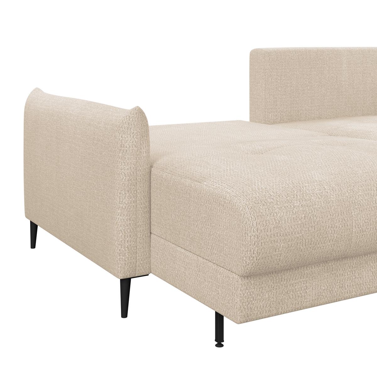 Kutna Garnitura Polis - bež/crna, Trend, tekstil/metal (221/142cm) - Ondega