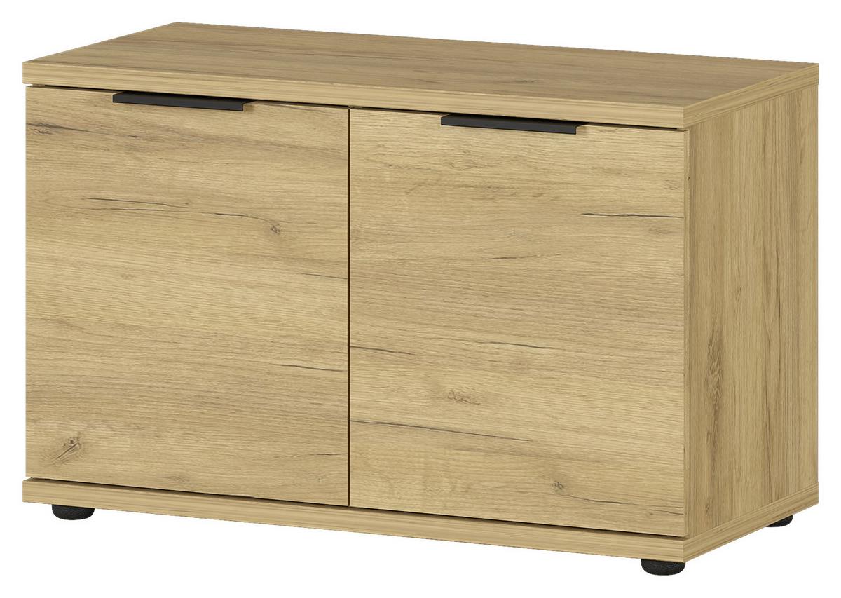 SCHUHBANK GW-FREMONT - Eichefarben/Schwarz, KONVENTIONELL, Holzwerkstoff/Kunststoff (75/48/37cm) - Germania