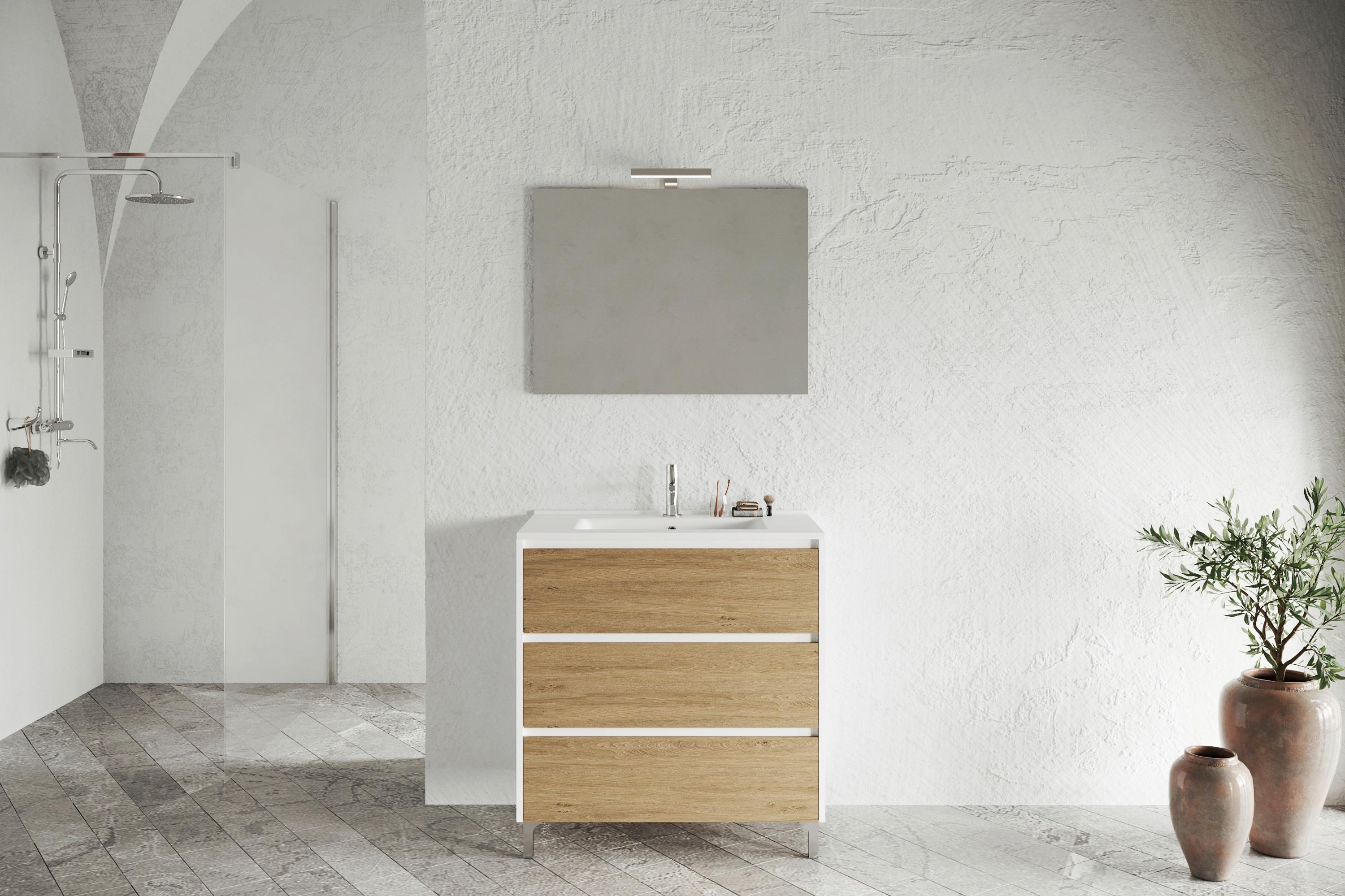 Element Ispod Umivaonika Lisbona - bijela visoki sjaj/boje kroma, Basics, drvni materijal/plastika (80/74/46cm)