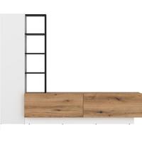 Dnevni Regal Tevisa, Bela, Črna, Barva Hrasta - črna/barve hrasta, Moderno, umetna masa/leseni material (230/180/41,6cm)