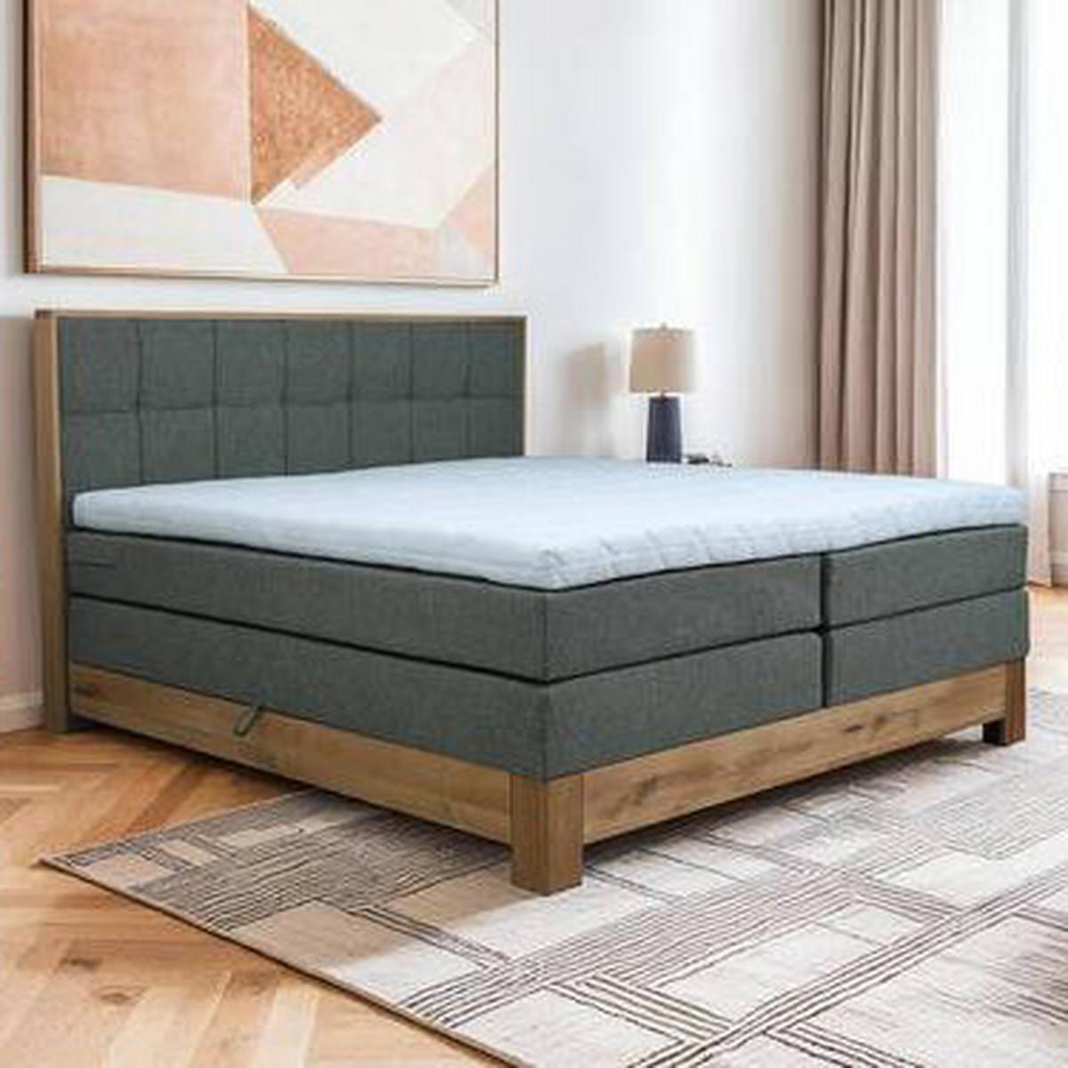 Boxspringbett Cloud Anthrazit ca. 160x200cm - Eichefarben/Anthrazit, KONVENTIONELL, Holz/Holzwerkstoff (160/200cm) - Premium Living