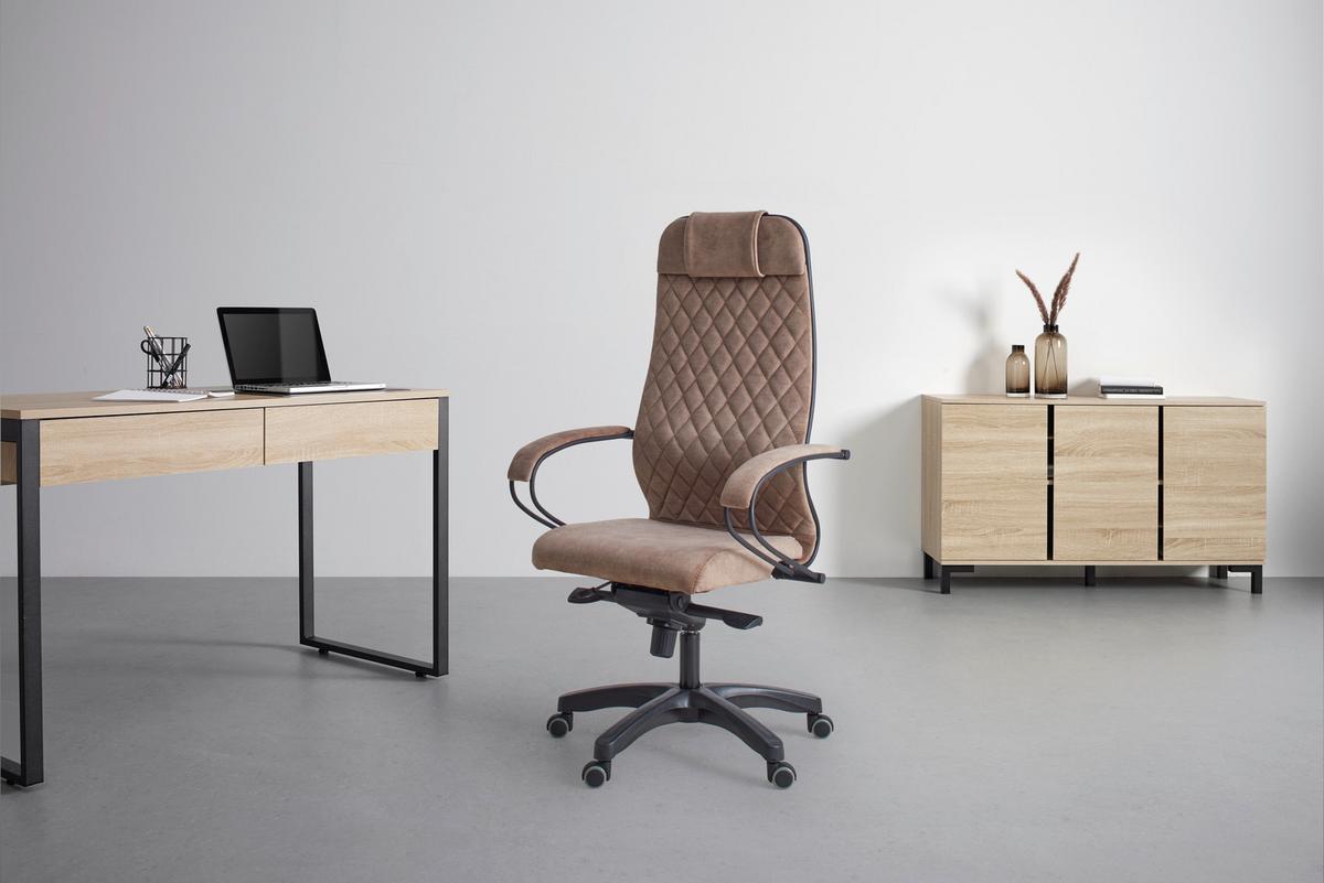 Chefsessel Zora II Comfort in Beige - Beige/Messingfarben, Modern, Textil/Metall (68/124-134/71cm) - Premium Living