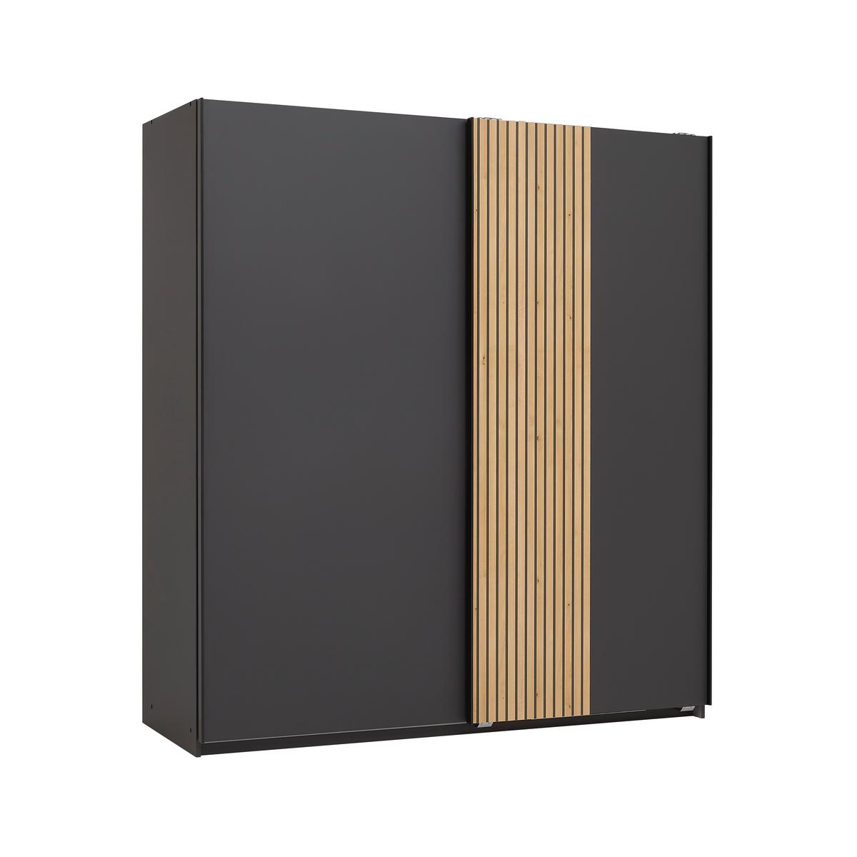 Schwebetürenschrank Sila in Graphitfarben/Eiche Artisan - Graphitfarben/Schwarz, Konventionell, Holzwerkstoff/Metall (180/198/65cm) - Mömax