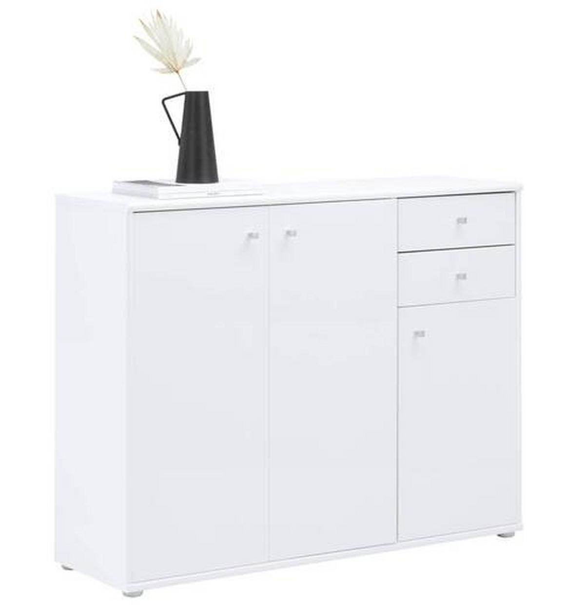 Komoda Tempra 2, Bela - bela/barve aluminija, Konvencionalno, umetna masa/leseni material (108,8/85,5/34,8cm) - Mömax
