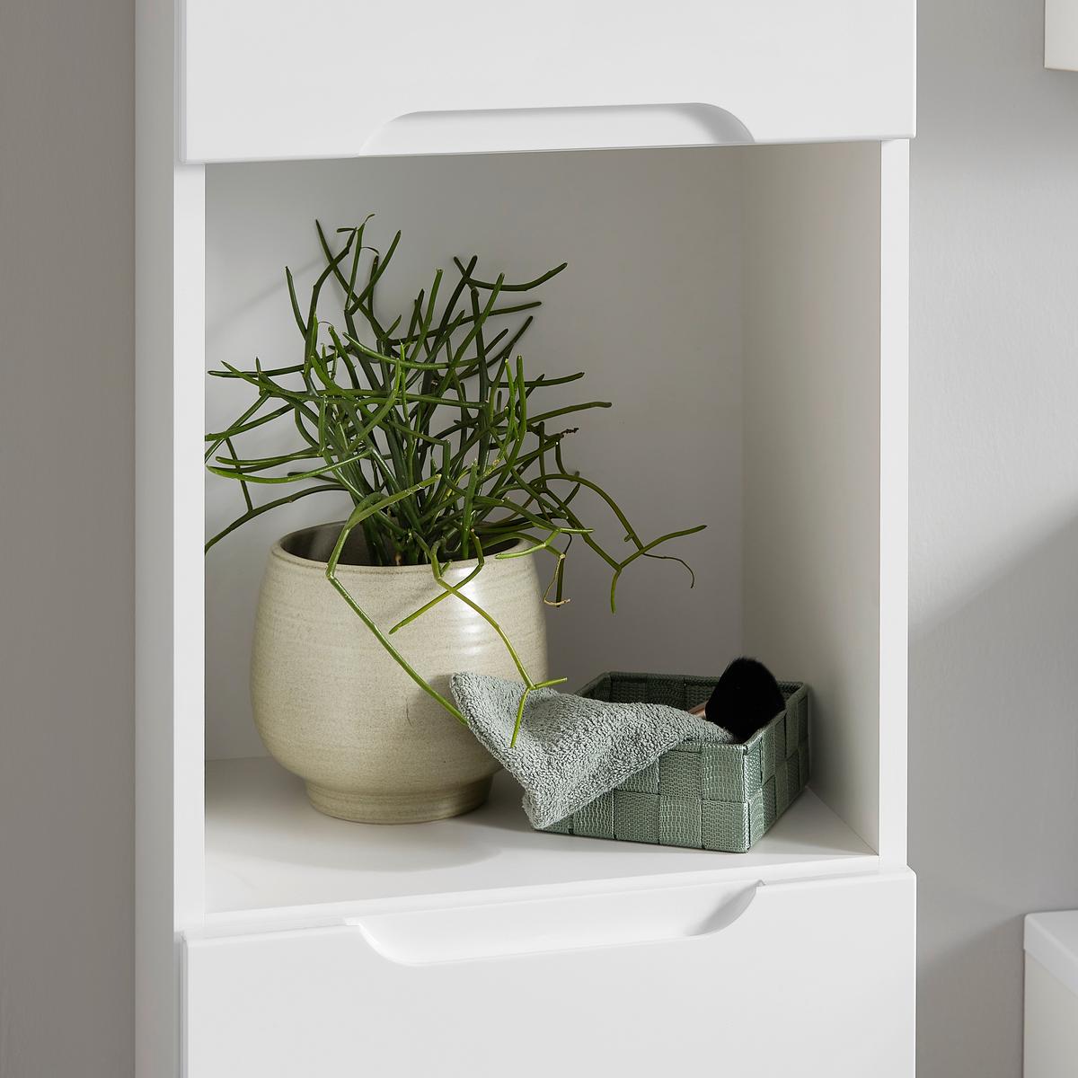 Hochschrank in Weiß - Silberfarben/Weiß, MODERN, Holzwerkstoff/Kunststoff (40/194/32cm) - Mömax