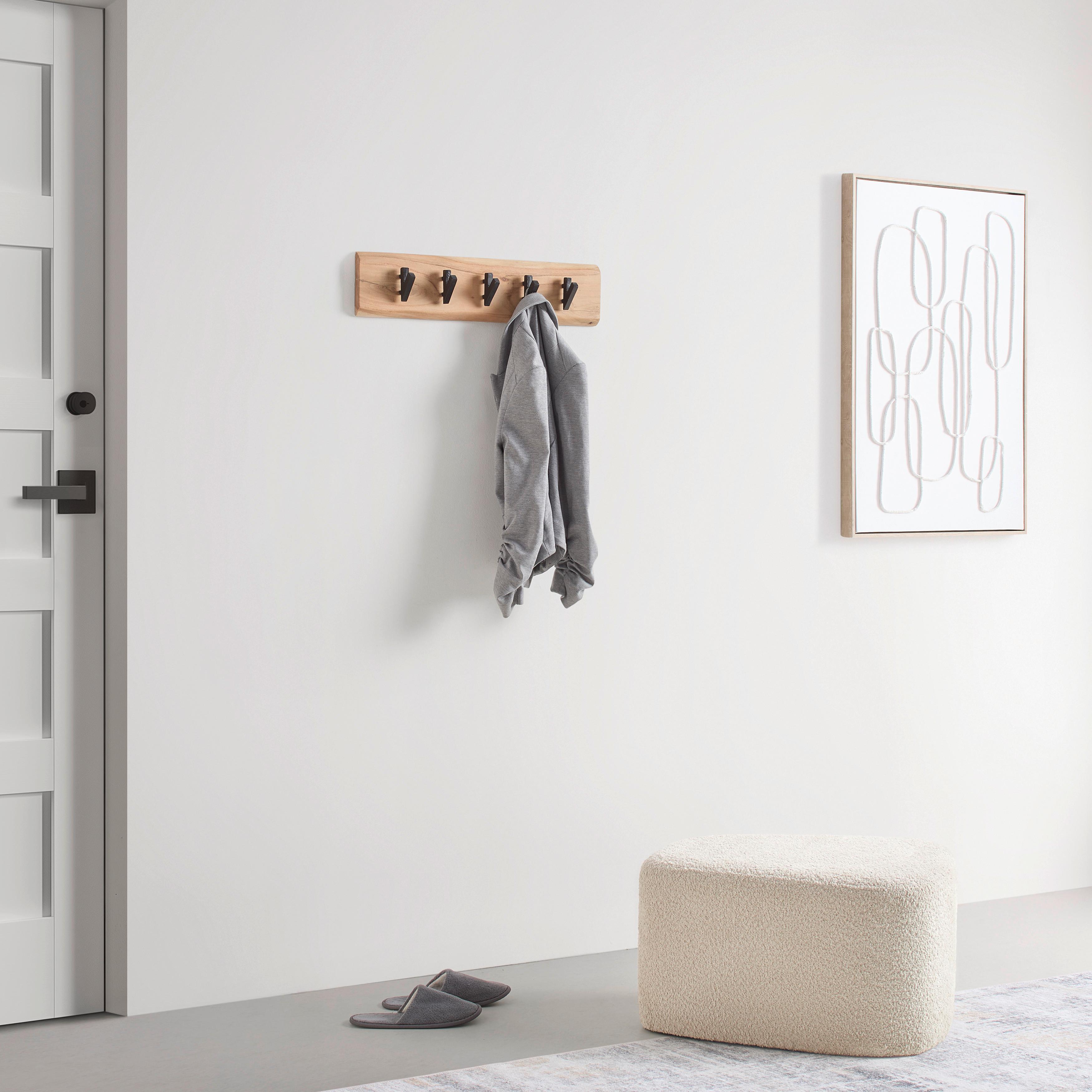 Hakenleiste Rivera 5 Schwarz/Akaziefarben - Schwarz/Akaziefarben, KONVENTIONELL, Holz/Metall (60/15/9cm) - Mömax
