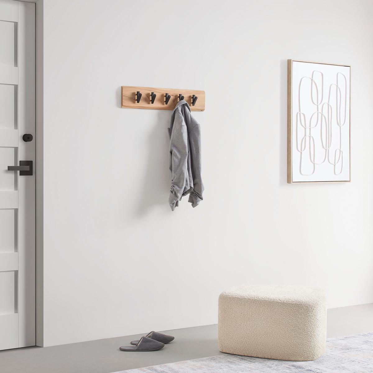 Hakenleiste Rivera 5 Schwarz/Akaziefarben - Schwarz/Akaziefarben, KONVENTIONELL, Holz/Metall (60/15/9cm) - Mömax