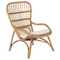 Loungesessel Ella Rattan Braun, Rattan - Braun/Weiß, KONVENTIONELL, Holz (66/95/131cm) - Gardenson