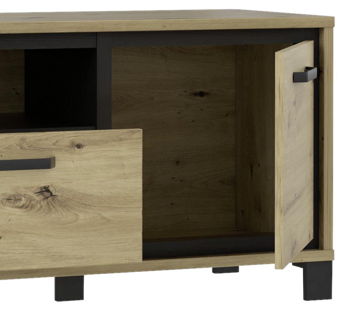 Unterschrank "Trondheim" , Schwarz, Eiche - Eichefarben/Schwarz, Basics, Holzwerkstoff/Kunststoff (158,4/58,9/41,5cm) - Livetastic