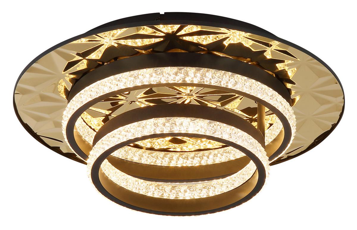 LED-DECKENLEUCHTE 67361G DELLA II - Klar/Goldfarben, Design, Kunststoff/Metall (50,5/40/14cm) - Globo