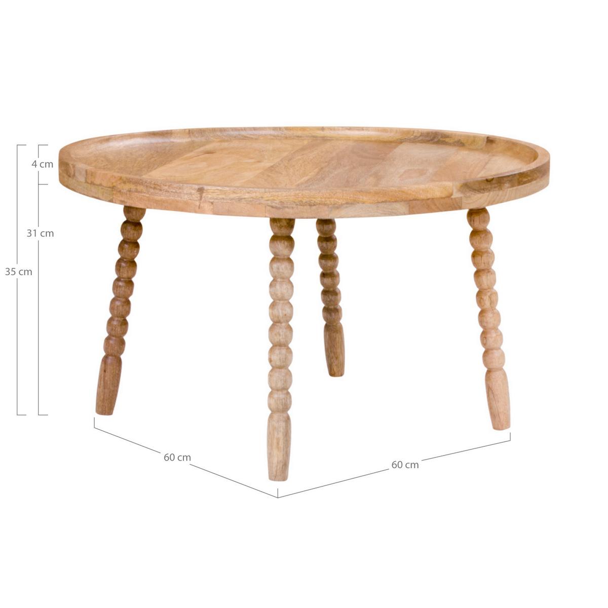 Couchtisch Jammu Echtholz ca. 60x60x35 cm - Hellbraun/Naturfarben, Design, Holz (60/60/35cm) - MID.YOU