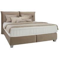 Boxspringbett Fog in Beige ca. 180x200cm - Beige/Silberfarben, LIFESTYLE, Holz/Holzwerkstoff (180/200cm) - Premium Living