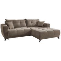 Wohnlandschaft Restato Graubraun Cord - Graubraun/Schwarz, MODERN, Holz/Textil (246/177cm) - MID.YOU