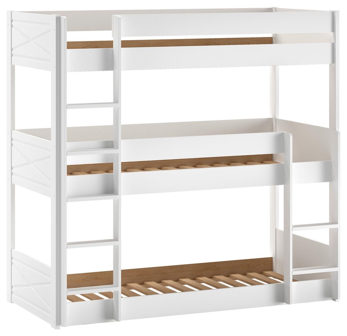 Etagenbett SCOTT ca.90x200cm in Echtholz Kiefer - Weiß, MODERN, Holz (90/200cm) - Vipack