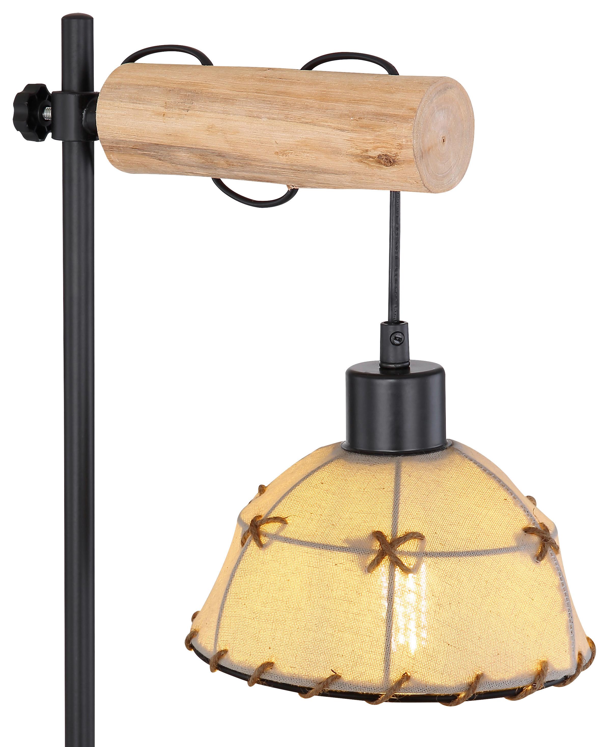 Tischleuchte Rex max. 60 Watt - Beige/Schwarz, Natur, Naturmaterialien/Textil (36/18/55cm) - Globo