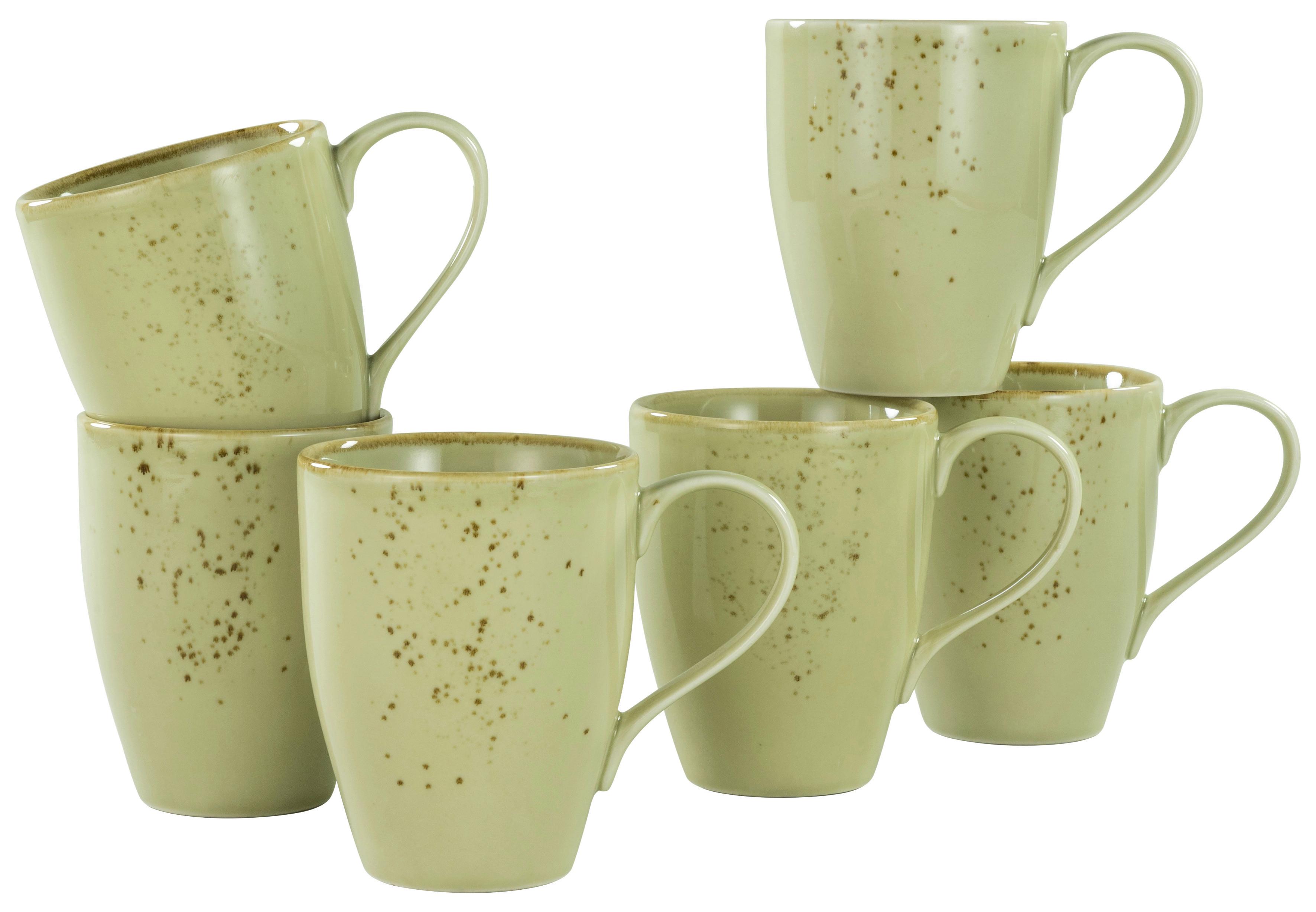 Set Skodelic Earth, 6-Delni - žajbljevo zelena, Trend, keramika (300ml) - Creatable