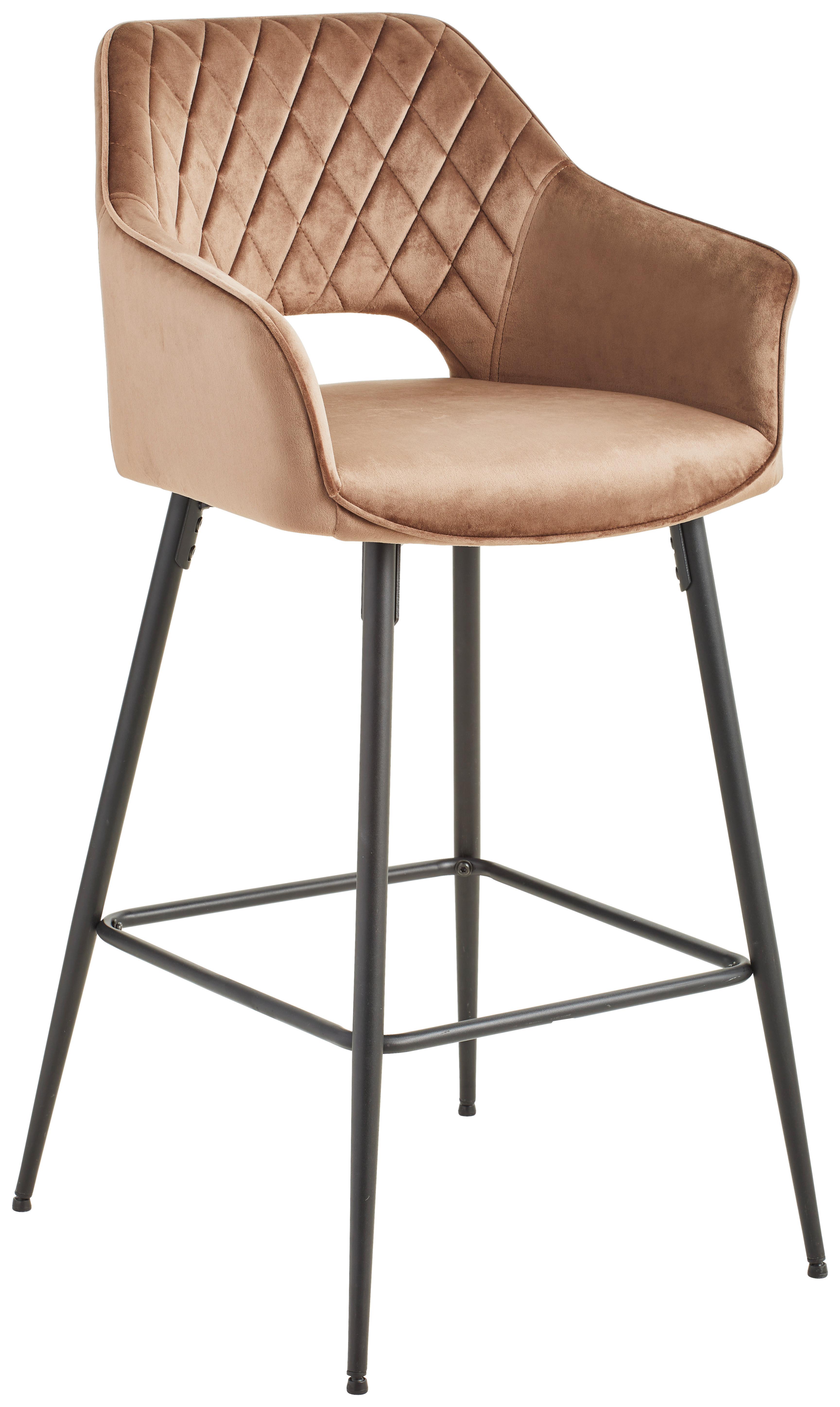 STOŁEK BAROWY PORTOFINO - czarny/taupe, Modern, metal/tkanina (55/105/53cm) - MID.YOU