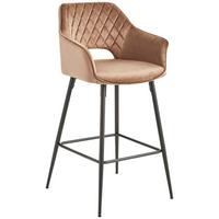 STOŁEK BAROWY PORTOFINO - czarny/taupe, Modern, metal/tkanina (55/105/53cm) - MID.YOU