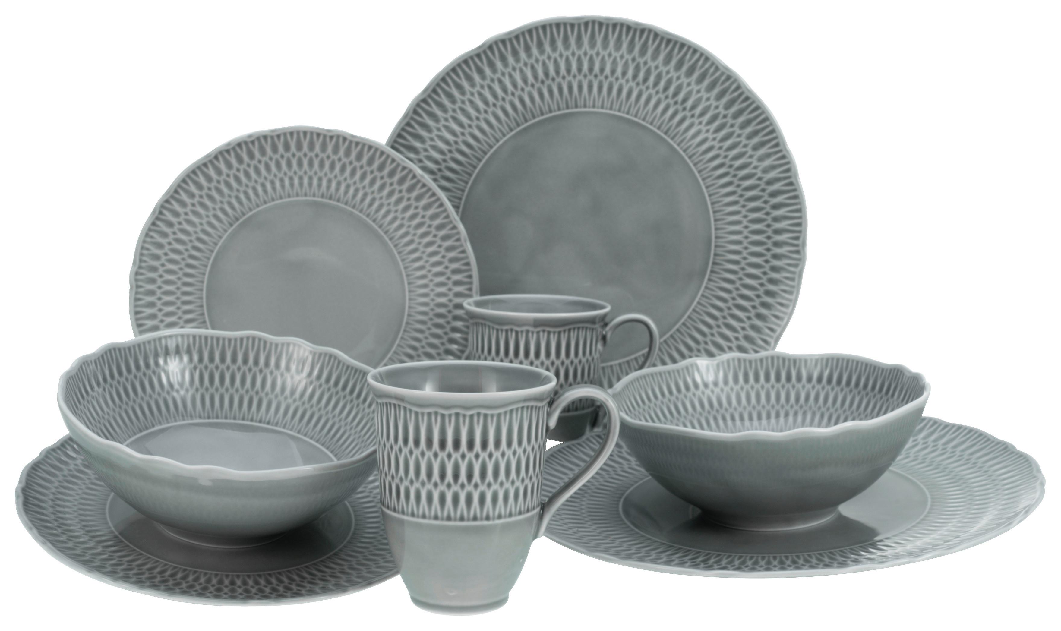 Kombiservice Sofia Stone in Grau, 8-teilig - Grau, Trend, Keramik (39,5/43/37cm) - Creatable
