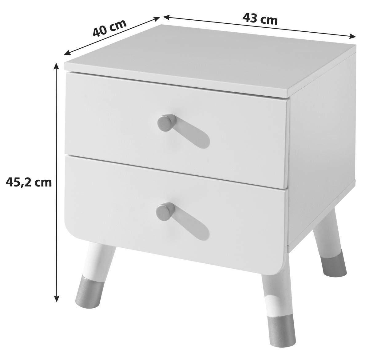 Kindernachtkästchen Weiß H: 45,2 cm Billy - Goldfarben/Weiß, KONVENTIONELL, Holzwerkstoff/Kunststoff (43/45,20/40cm) - MID.YOU