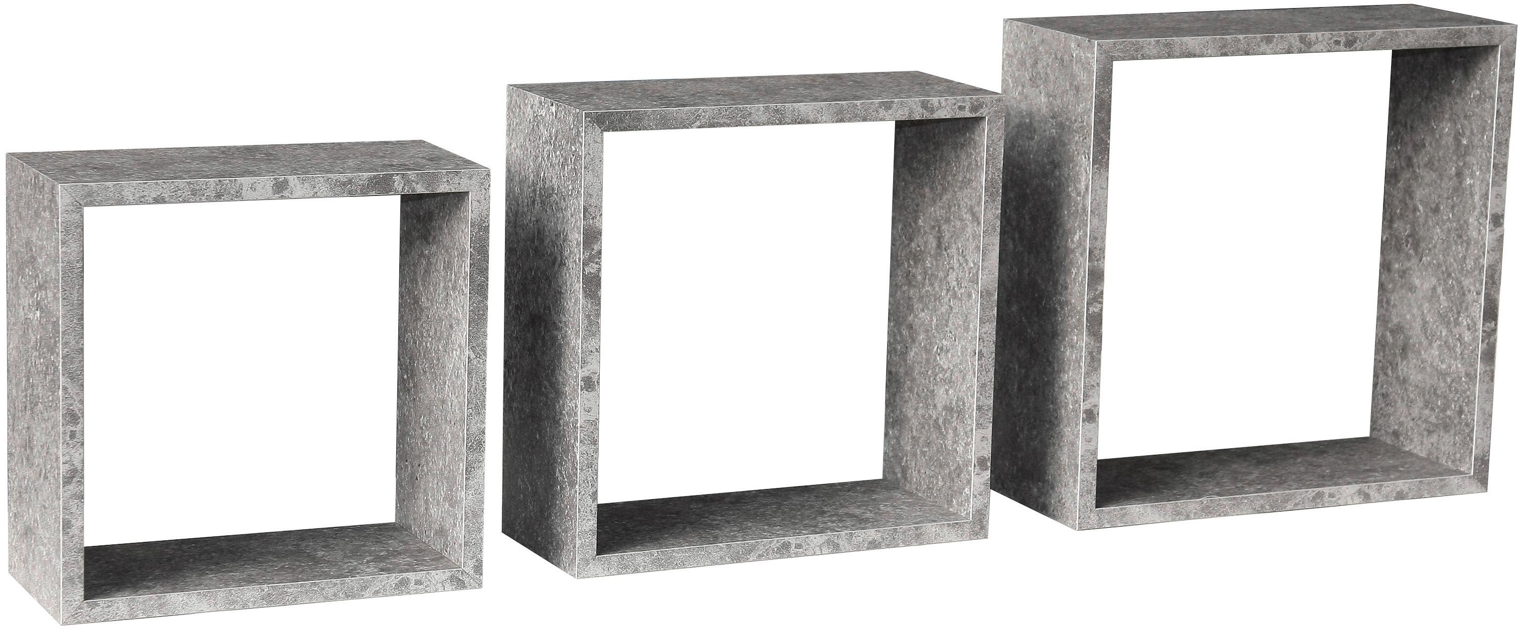 Etajeră perete 3/1 Simple 3 - gri, Modern, plastic/material pe bază de lemn (30-27-24/30-27-24/12cm) - Best Price