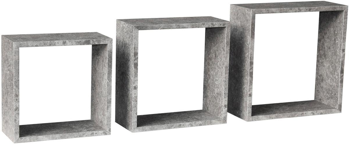 Etajeră perete 3/1 Simple 3 - gri, Modern, plastic/material pe bază de lemn (30-27-24/30-27-24/12cm) - Best Price
